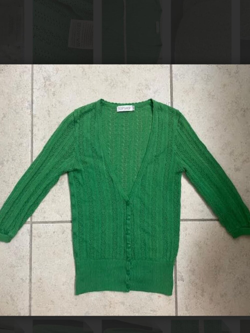 TOPSHOP Women's Green Cardigan Small UK10 Eur38 V Neck Buttons Vintage Y2K Retro
